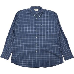 Barbour 長袖 ボタンダウンシャツ XL ブルー シャツ チェック柄 ワンポイント ロゴ BD シャツ タグ バブアー