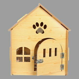 PetBus ペットハウス ドア付 敷物付 キャットハウス 四季使用 小型犬 猫 ウサギ お昼寝 はめ込み式 木製/55×45×51.5cm/1円スタート/CHG