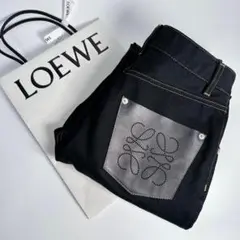 ロエべ　LOEWE デニム　パンツ ブラック　34 ポケットアナグラムレザー