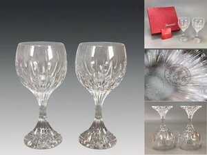 R0575A1 Baccarat バカラ クリスタル ワイングラス2点 酒器 酒道具 盃 脚付杯 共箱