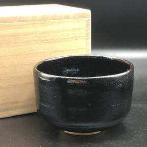 銘入り！★澤 賀寿磨 抹茶碗 共箱 黒茶碗 ケース 茶器 茶道具 陶磁器 伝統工芸 置物 インテリア オブジェ 和風 和食器★ NH0507