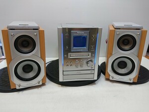 管理0923 Panasonic パナソニック システムコンポ SA-PM37MD CD MD カセット 2001年製 スピーカーペア エッジ劣化 動作確認済み ジャンク