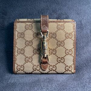 GUCCI グッチ ジャッキー 二つ折り 財布　GG キャンバス　ブラウン