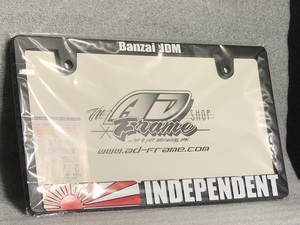 ￥送料一律￥ Raised Banzai ライセンス プレート フレーム KG204 バンザイ 万歳 検）日章 旭日 紅白 ナンバー 枠 社外 軽 普通車 封印