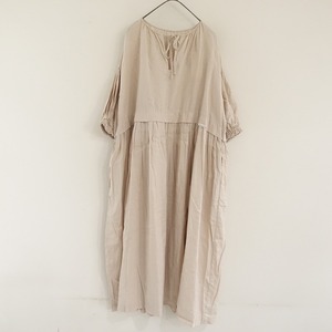 【定価2.6万】ネストローブ nest Robe *Upcycle Lino ギャザースキッパーワンピース*Fライトベージュ(33-2408-570)【12I42】