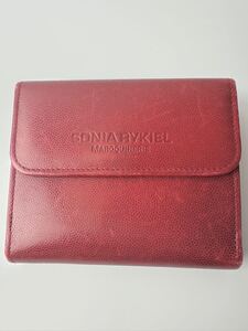 1円スタート！SONIA RYKIEL 財布 二つ折り レザー　レッド