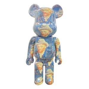 BE@RBRICK ベアブリック 1000％ 置物 インテリア オブジェ 灰色のフェルト帽をかぶったゴッホの自画像 ゴッホ美術館 プラスチック ブルー