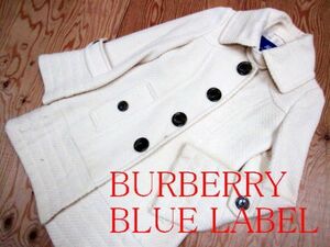 ★バーバリー Burberry ブルーレーベル★レディース デザインウールコート アイボリー★R60519010B