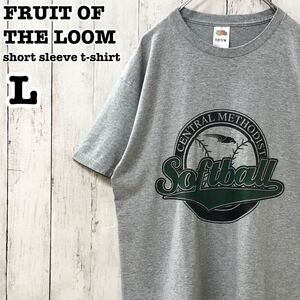 フルーツオブザルーム アメリカ古着 チーム カレッジプリント 半袖Tシャツ L