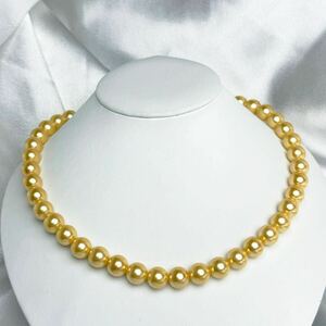 花珠 綺麗！貝パールネックレス10mm 42cm ゴールド完璧な仕上げ jewelry 貝パールネックレス necklace