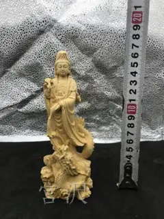 【宮沢】御龍観音 精密細工 木彫仏像 供養品 開運風水 仏教工芸品 置物