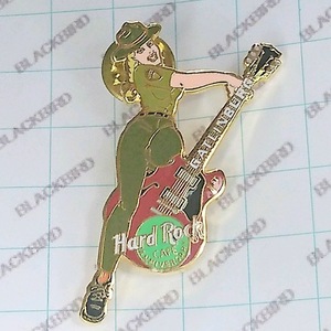送料無料)Hard Rock CAFE 保安官ルック女性 セミアコギター ハードロックカフェ ピンバッジ A04001