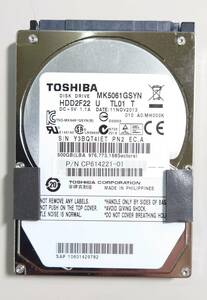 KN1194 TOSHIBA 2.5インチHDD MK5061GSYN 500GB 使用時間：０時間