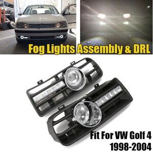 ■VWゴルフ4 MK4 1997-2006 フォグライトアセンブリ DRL フロントバンパー グリルランプ バイク用品 バイクパーツ