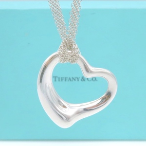 【送料無料】 極希少 美品 Tiffany&Co. ティファニー ロング メッシュ チェーン ラージ オープン ハート ネックレス SV925 現行品 HA165