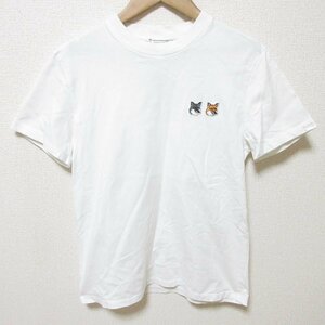 ほぼ美品 MAISON KITSUNE メゾンキツネ DOUBLE FOX HEAD PATCH TEE 半袖 クルーネック Tシャツ カットソー XS ホワイト ◆