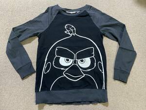 激安! H&M KIDS Angry Birds エイチアンドエム キッズ アングリーバード 長袖 Tシャツ ロンT ブラック グレー 黒 灰色 140/HS