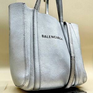 美品● BALENCIAGA バレンシアガ トートバッグ ショルダーバッグ 2way シルバー ユニセックス レディース メンズ レザー