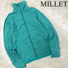 MILLET ミレー 伸縮性 長袖 スタンドカラー ジップアップ ジャケット 緑