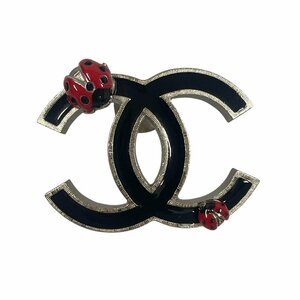 CHANEL シャネル 04P テントウムシ ココマーク ピン ピンバッジ 黒 正規品 / 33087