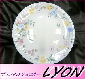 【アルコパル】27cm大きな花柄平皿▲arcopal食器プレート／中古・ホワイト