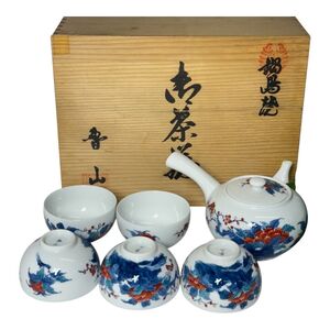 鍋島焼 茶器 魯山作 急須＆湯呑セット 有田焼 高級茶器 茶道具 美品 木箱付 共箱