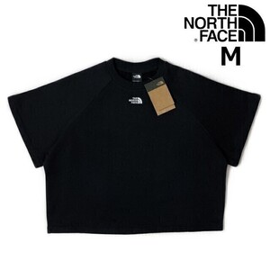 1円～!売切!【正規新品】THE NORTH FACE W S/S FELTED FLEECE CREW スウェット US限定 ロゴ刺繍 上質 厚手 ショート丈(M)黒 181130-10