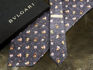 ♪vr0459♪良品♪【BVLGARI】ブルガリ【兜 カブト 柄】「最高級セッテピエゲ」ネクタイ