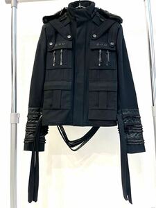 DIOR HOMME ナポレオンジャケット 2003AW ラスター期 エディ サイズ48 オールブラック ウール 黒 ディオールオム アーカイブ 3HH1041149 