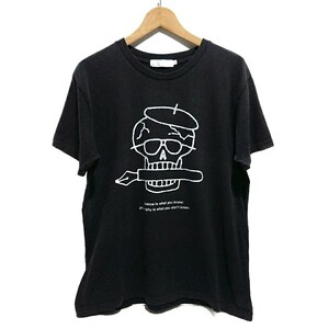 即決価格！！【TOKYO CULTuART by BEAMS★トーキョーカルチャートbyビームス】スカル骸骨ドクロ髑髏プリント アートTシャツ 黒ブラック