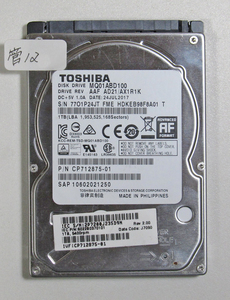 ★送料無料★ノート用HDD 2.5インチ 1TB ★ 7408時間 ★ TOSHIBA ★ MQ01ABD100 1TB ★ 管12