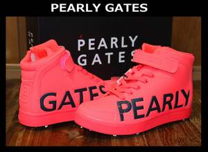 送料無料 特価即決【未使用】 PEARLY GATES ★ ロゴ ミドルカット ゴルフシューズ (25cm) ★ パーリーゲイツ 税込定価3万7400円 併 