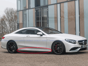 BENZ AMG C217 S63 Sクーペ サイドスカートモールディング トリムフィン W217 S65 ベンツ W222 シルバー