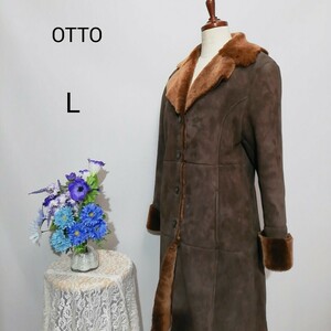 極上美品　オットー　Otto　羊革　本革ロングコート　Lサイズ　ブラウン色系