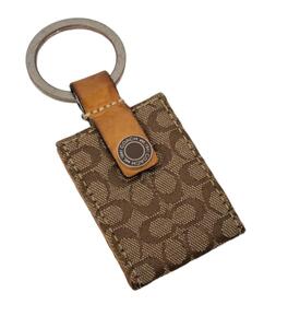 コーチ キーホルダー フォトケース ミニシグネチャー ベージュ ブラウン COACH レディース　メンズ　【中古】