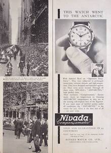 稀少・時計広告！1957年ニバダ 時計広告/Nivada Compensamatic Watch/O