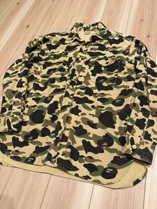 希少　初期　A BATHING APE エイプ　長袖シャツ　カモフラ 総柄 迷彩 メンズ　サイズL サイズXL ジャケット