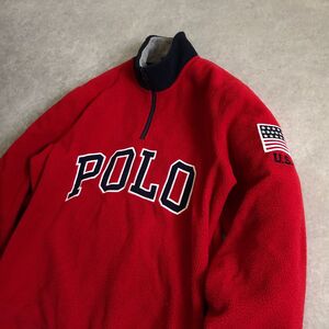 POLO RALPH LAUREN●POLO ビッグワッペン ハーフジップ フリース トレーナー●ポロ ラルフローレン