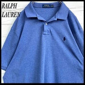 ラルフローレン ロゴ刺繍 ポロシャツ ブルー XL 半袖ポロシャツ Ralph ゴルフウェア ランニング スポーツウェア90s