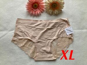 即決☆シームレスバックレースショーツ☆ピーチベージュ☆XL