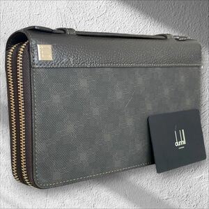 【極美品/Dエイト/Wジップ】dunhill ダンヒル 長財布 オーガナイザー トラベル 大容量 カード コイン ケース ラウンドジップ レザー 革 茶