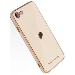 JOOBOY iPhone8 / 7 / SE ケース 第2/3世代 兼用 かわいい メッキ加工 レンズ保護 キャラクター tpu ソフト ストラップホール付き 耐衝撃 軽量 iPhone8 カバー (iPhone SE2/7/8/SE3 smile-ピンク