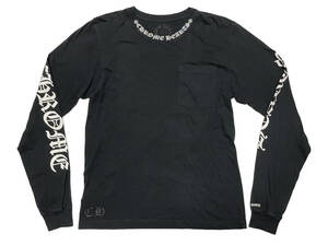 Sサイズ CHROME HEARTS Neck Logo L/S Tee クロムハーツ ネックロゴ ロングスリーブ Tシャツ 長袖 カットソー ロンT アームロゴ ブラック