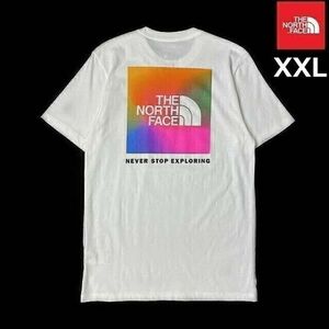 1円～!売切!【正規新品】THE NORTH FACE◆SHORT-SLEEVE BOX NSE TEE 半袖 Tシャツ US限定 ボックスロゴ レインボー(XXL)白 180902-15-C