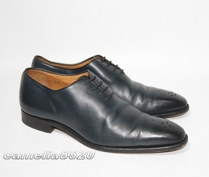 LODING SHOES フランス Milan 345 ホールカット ビジネスシューズ カーフレザー ネイビー カーフレザー 8.5 サイズ 約27cm 中古 美品