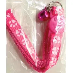 セーフティバックル 首輪 肉球柄 鈴付き 猫 いぬ ピンク 19cm～28cm