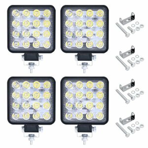 【新品・４個セット】☆LEDワークライト 16灯 48W LED16灯 白色 48W 3360lm 6000K ノイズ対策 IP67 DC12/24V 防水防塵 船 トラクター用