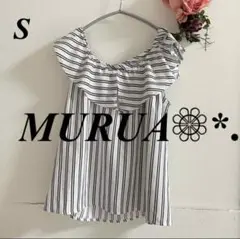 MURUA ムルーア ストライプノースリーブブラウス