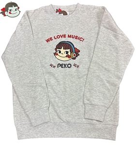 新作★Mサイズ レディース★新品タグ付 PEKO ペコちゃん サンリオ 不二家★胸プリント★裏起毛 トレーナー/gr★￥2728