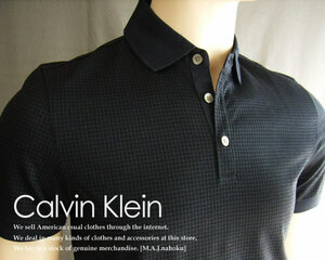 109新品★カルバンクライン Calvin Klein★デザインチェック織ポロシャツ★黒★ＸＳ★MENS